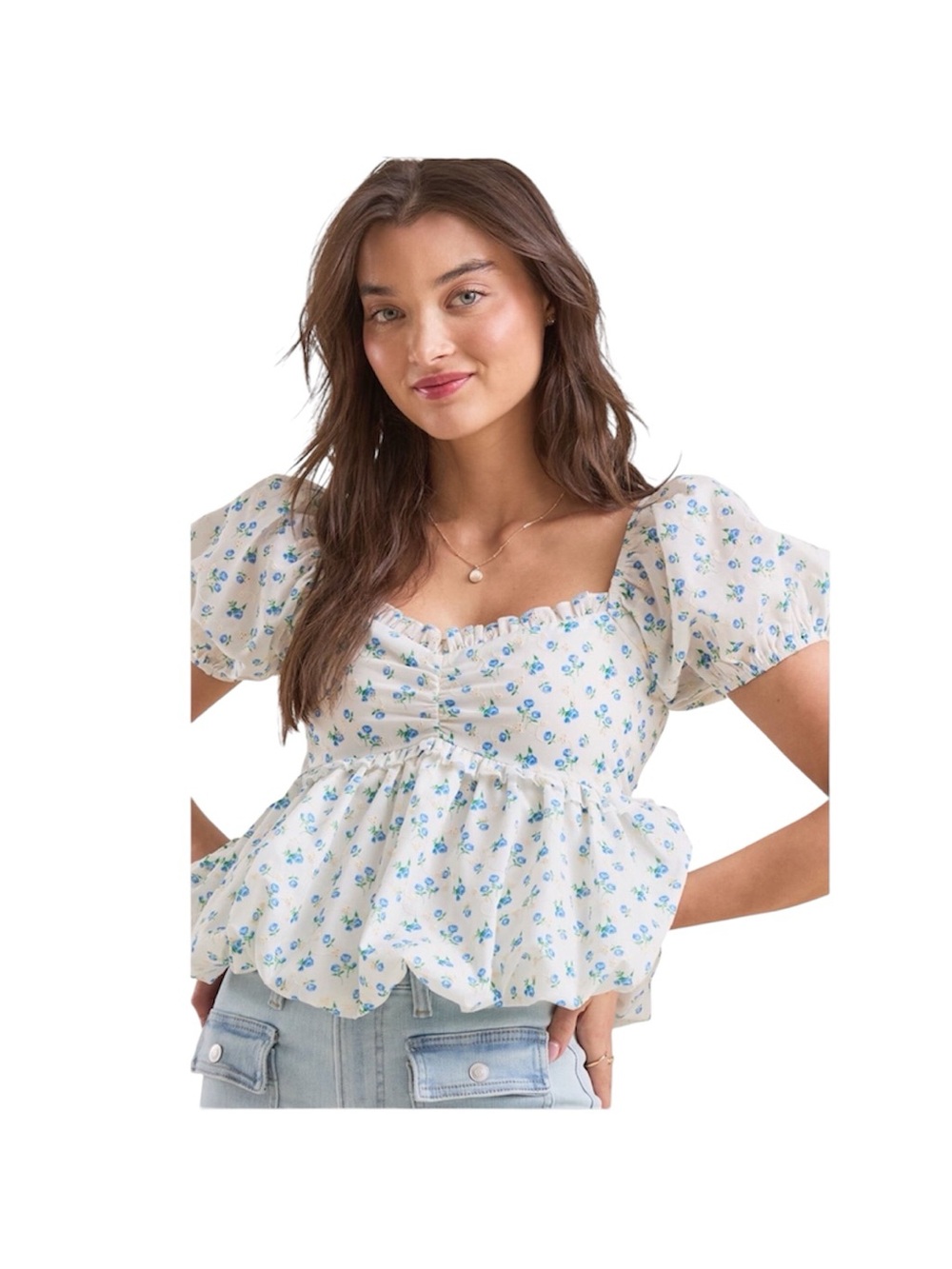 Altar'd State Celia Floral Bubble Top - Medium